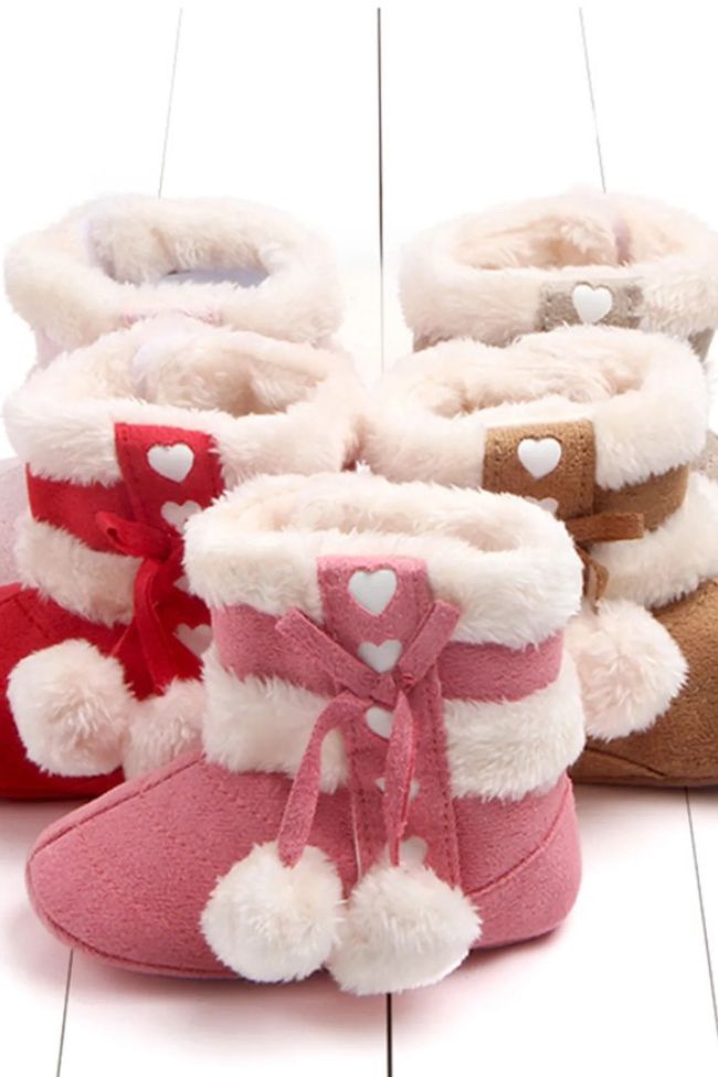 Baby pompom booties