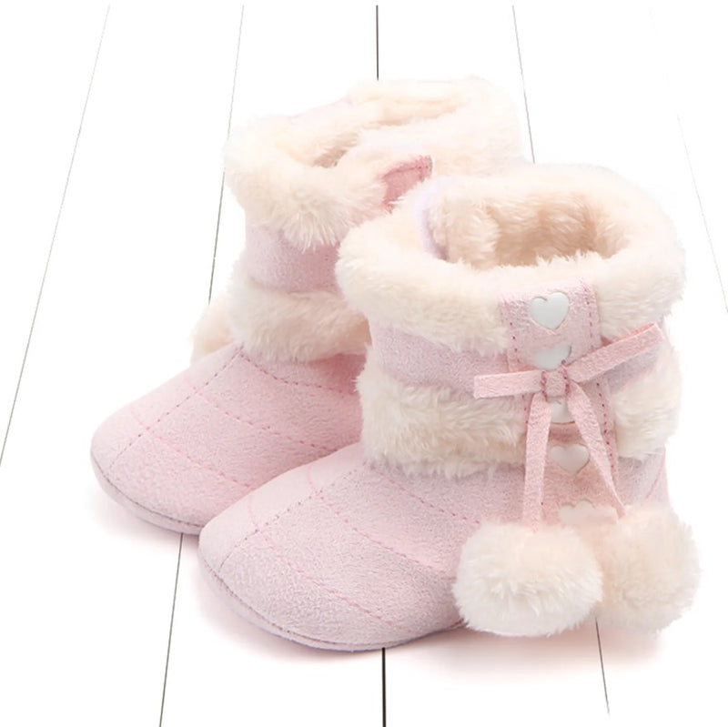 Baby pompom booties