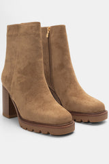 Simple Beige Suede Ankle Boot