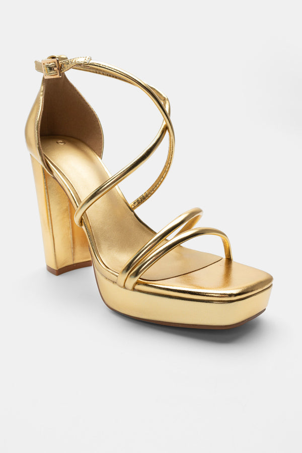 Sandal High Heel Sandal Gold Strips