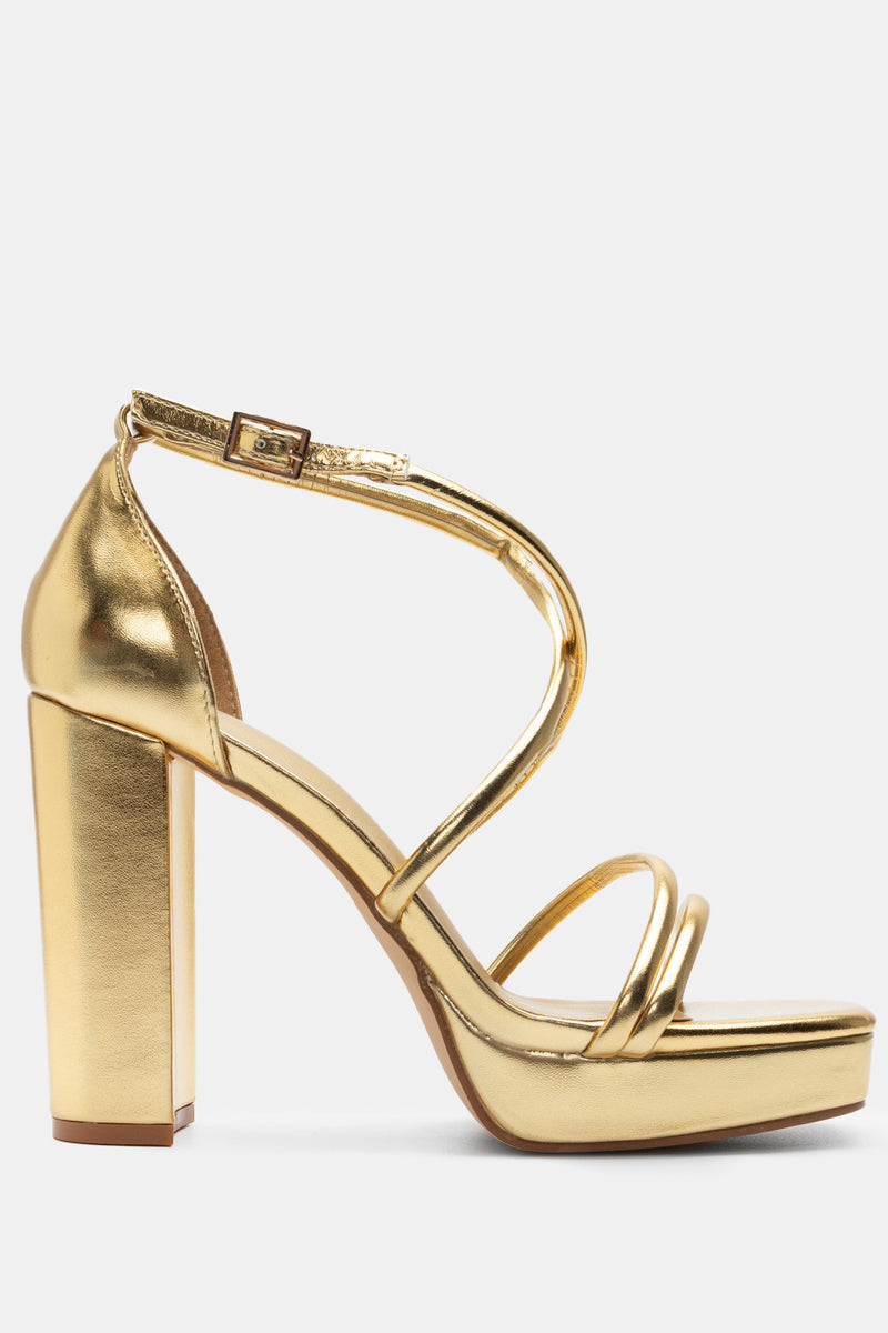 Sandal High Heel Sandal Gold Strips